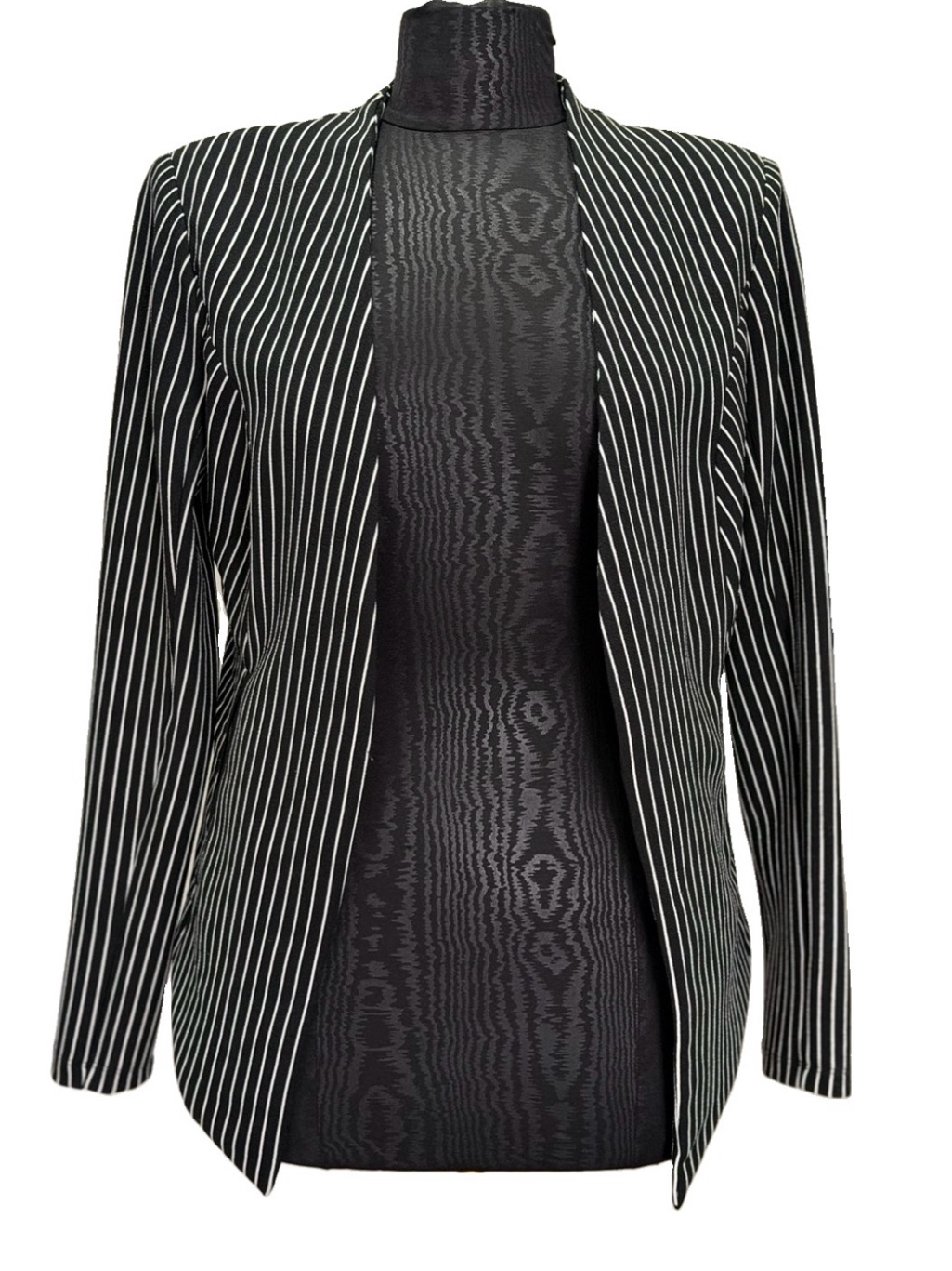 Bcbgeneration Black & White Pinstripe Open-Front Blazer